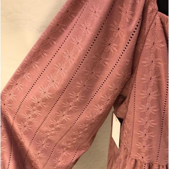 NWT | Vibe Sportswear Babydoll Eyelet Long Sleeved Mini Dress - Picture 7 of 13